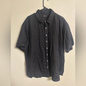 Quince 100% European Linen Relaxed Short Sleeve Black Size XXL Button Down